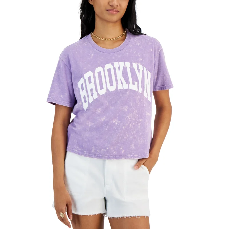 REBELLIOUS ONE - Brooklyn Mineral-Wash Cropped Graphic T-Shirt