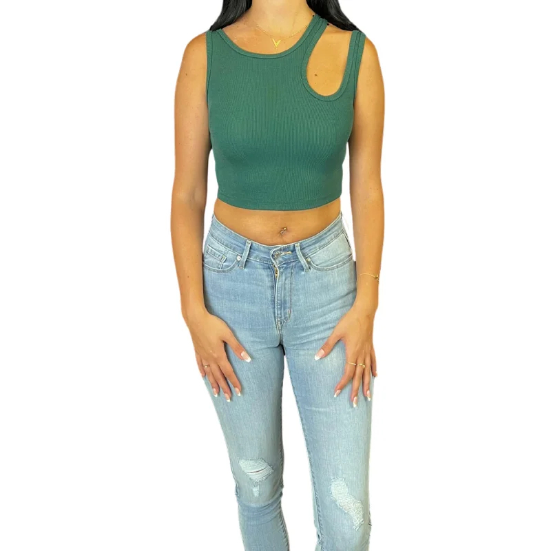 Double Straps Sleeveless Cropped Top