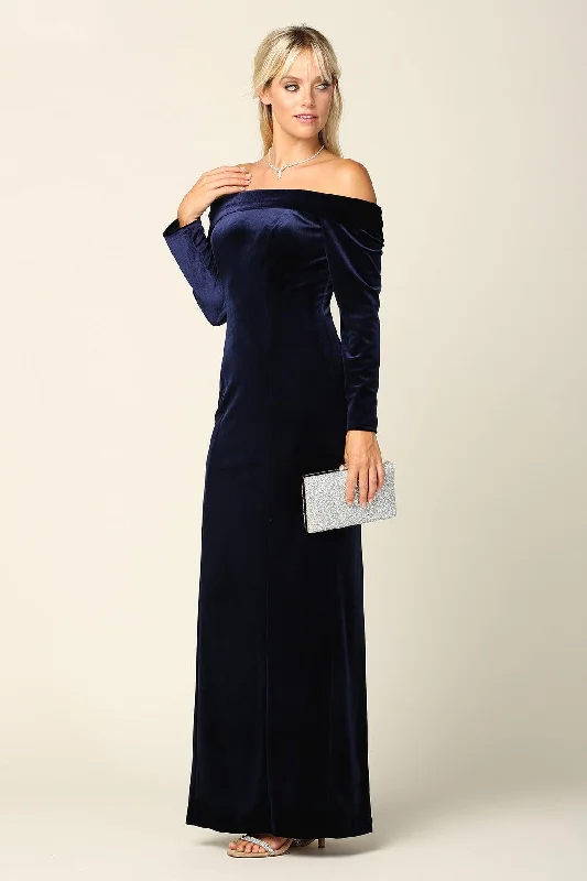 Long Off Shoulder Formal Velvet Dress