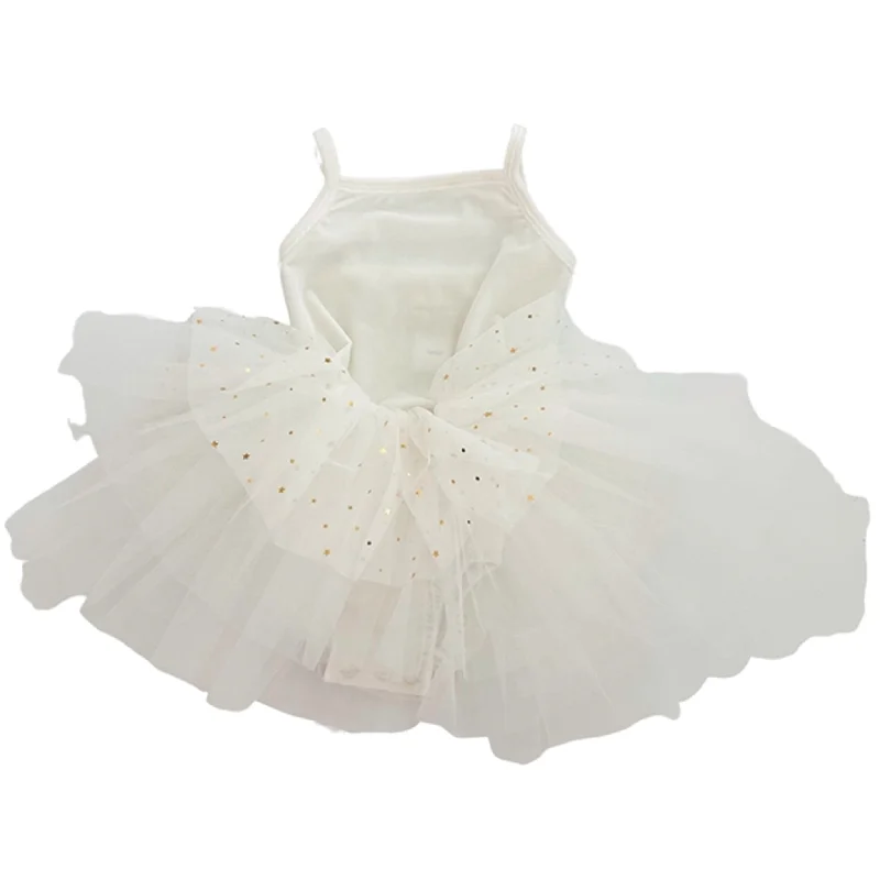 Dolly by Le Petit Tom Velvet Leotard With Tulle Tutu Dress Off White