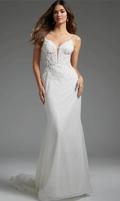 Jovani JB40639 - Spaghetti Strap Beaded Bridal Gown