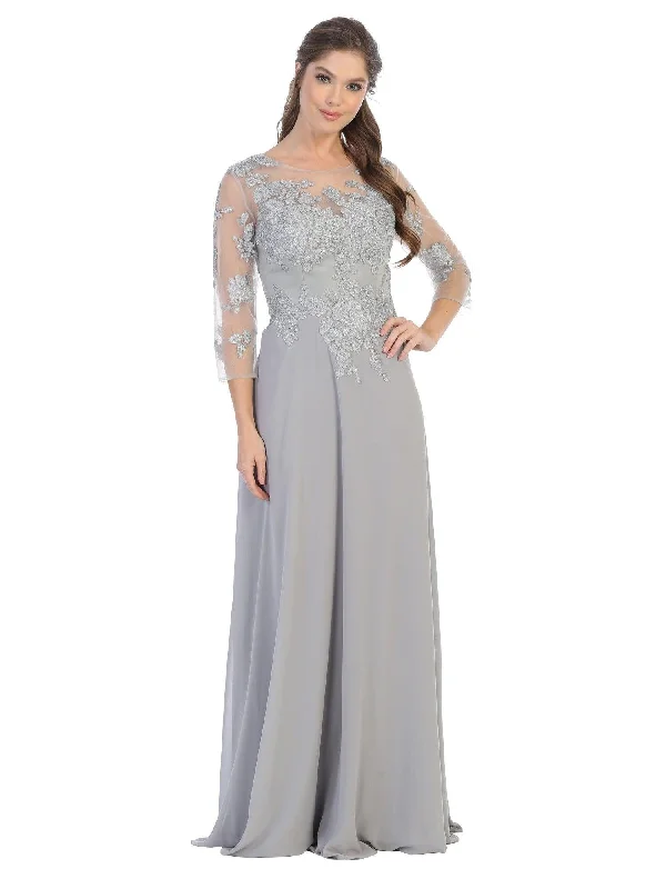 Silver 2XL Long Mother of the Bride Formal Chiffon Dress Sale