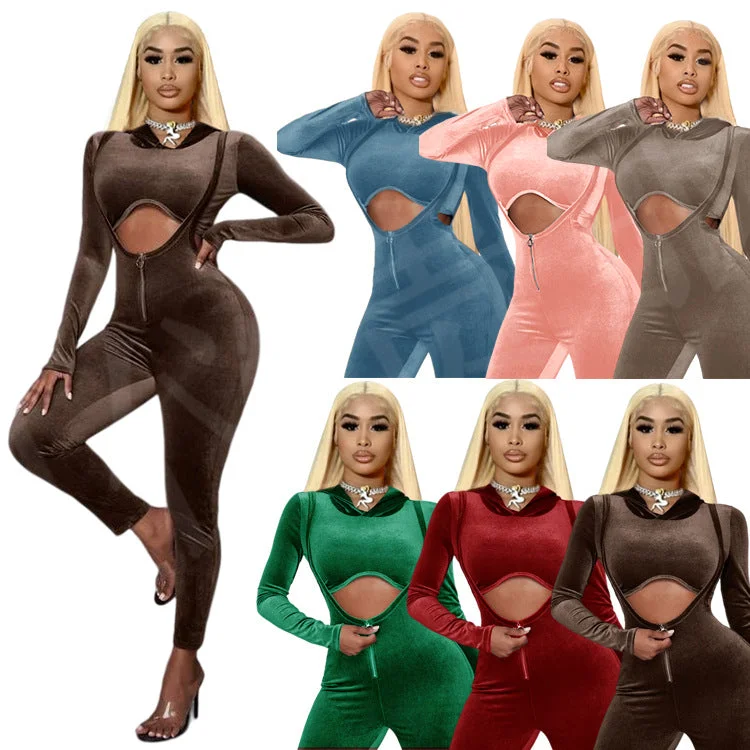 Coldker Winter Velvet Two 2 Piece Set Sweatsuits Tracksuit For Women Outfits Long Sleeve Crop Top Pants Suits Matching Sets