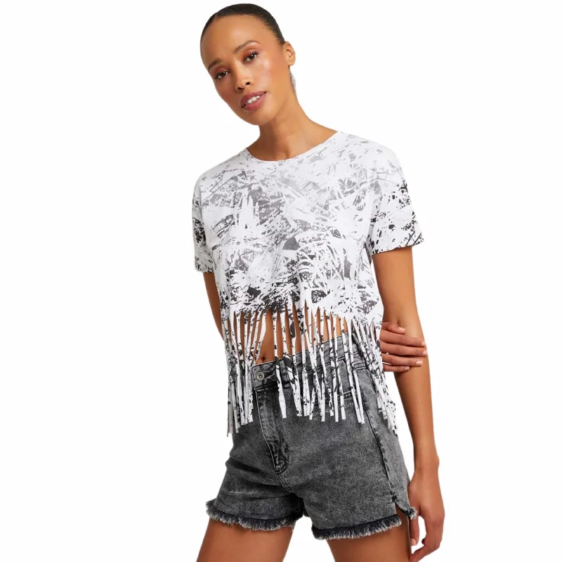 OXXO - Fringe Trimmed Hem Cropped Top