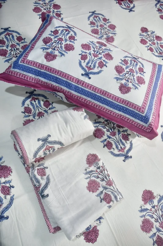 Burnt Pink Buta dohar bedding set