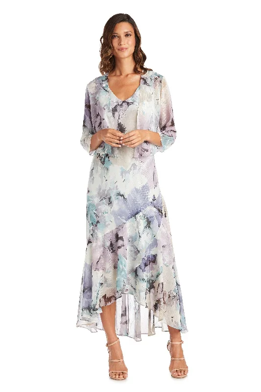 R&M Richards 7763 High Low Printed Jacket Dress