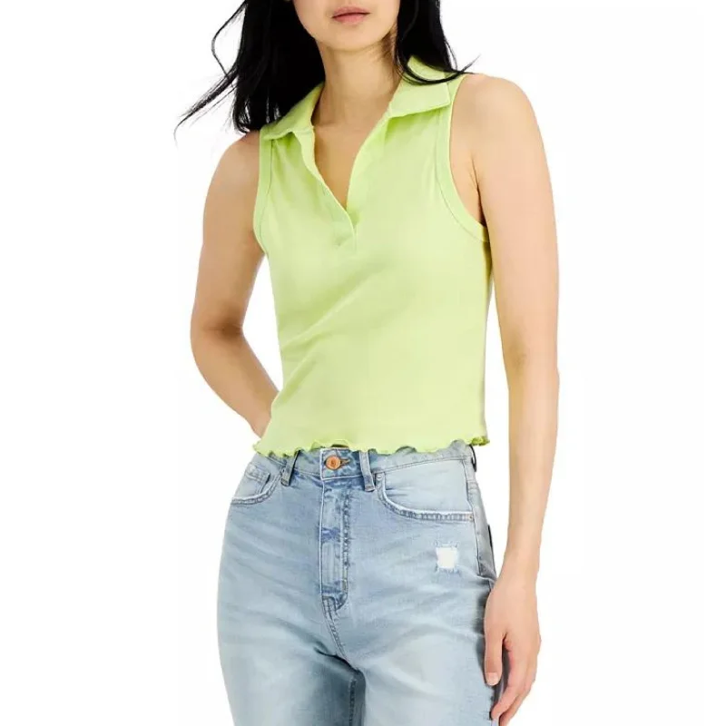 JUST POLLY - Cropped Polo Tank Top