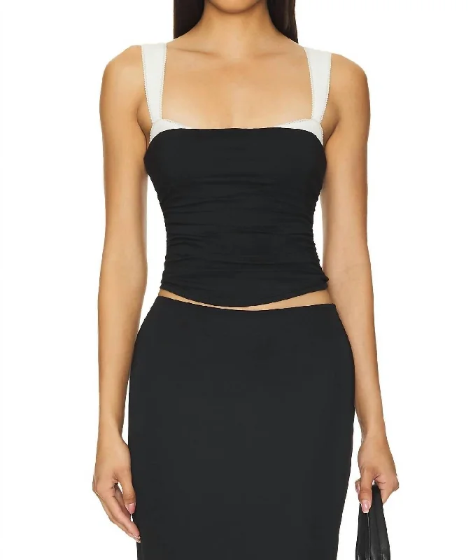 Cropped Contrast Tank Top In Black/white