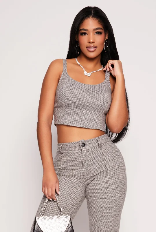 Iris Houndstooth Crop Top