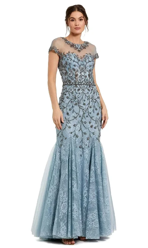 Mac Duggal 2239 - Beaded Lace Sheer Top Evening Gown