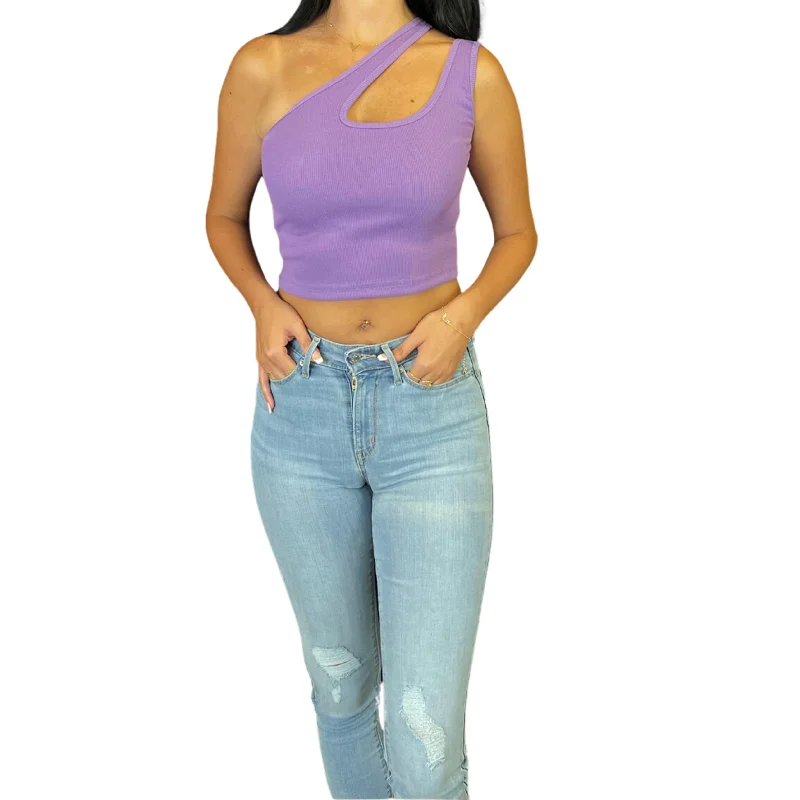 One Shoulder Double Strap Crop Top