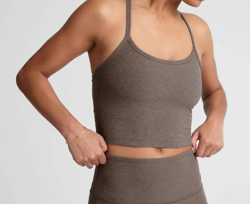 Spacedye Slim Racerback Cropped Tank In Soft Umber Heather