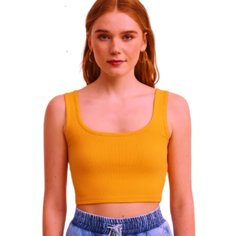 OXXO- Orange Square Neck Crop Top