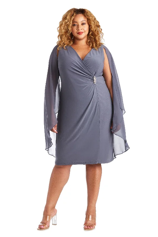 R&M Richards 5806W Short Plus Size Cape Dress