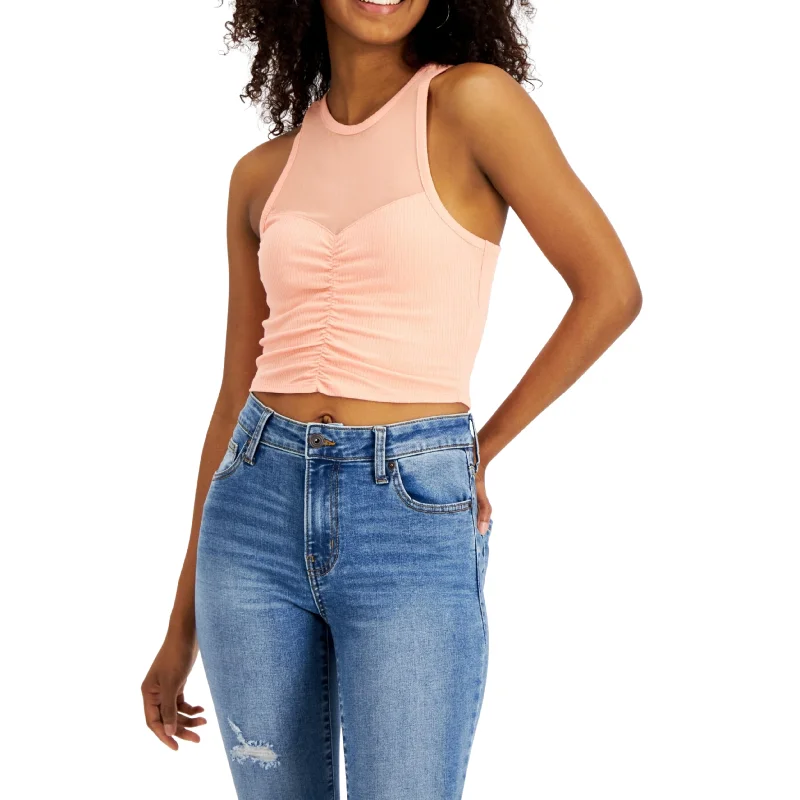 ALMOST FAMOUS - Ruched Cropped Illusion Tank Top