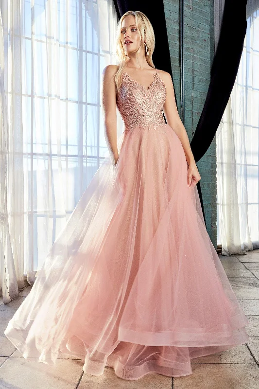 Cinderella Divine CD899 Prom Long Formal Lace Applique Evening Dress