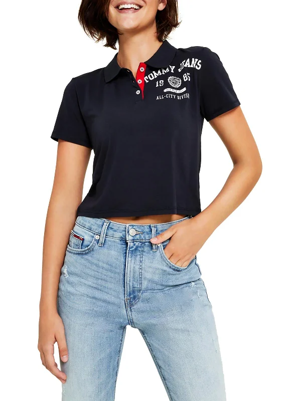 Womens Logo Polo Cropped