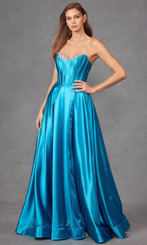 Juliet Dresses JT2435A - Embellished Strapless Prom Dress