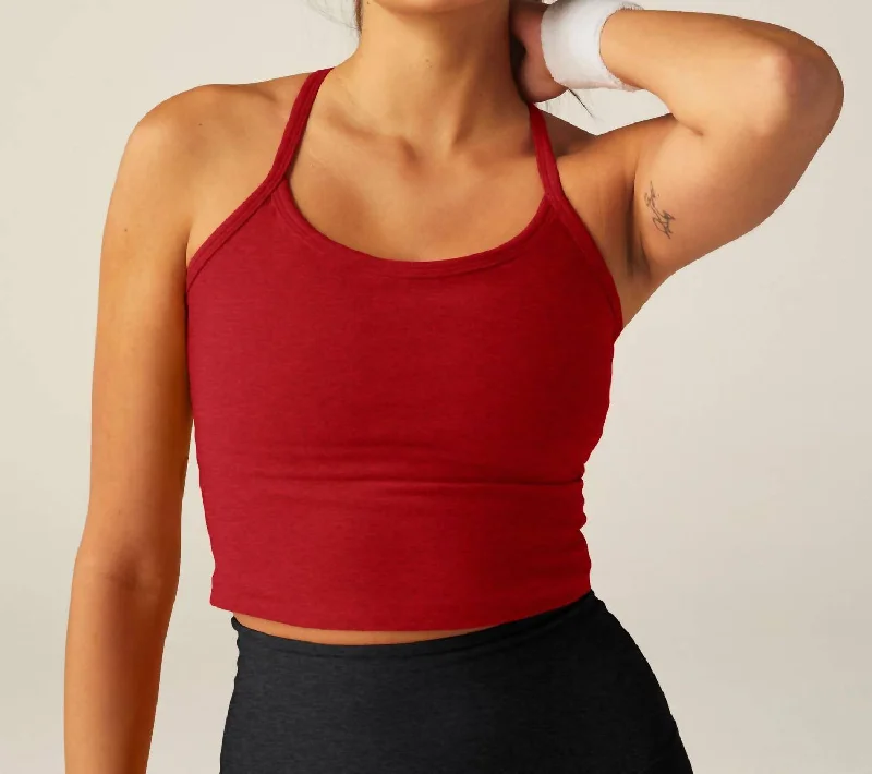 Spacedye Slim Racerback Cropped Tank Top In Ruby Red