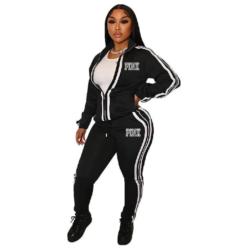 High Quality Sexy Female Custom Logo  Streetwear Two Piece Heavyweight  Sweatsuits