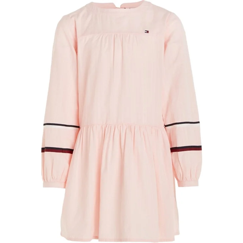 Tommy Hilfiger Global Stripe Tape Detail Dress Pink Crystal