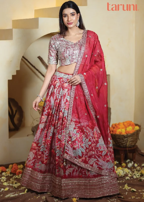 Maroon Georgette/Organza Lehenga Set