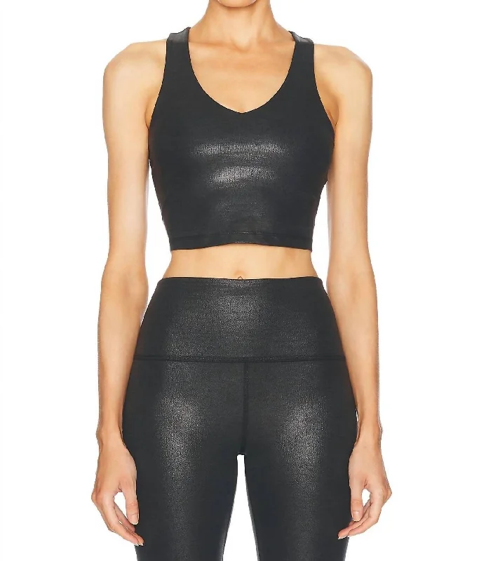 Glow On Cropped Tank Top In Black Foil