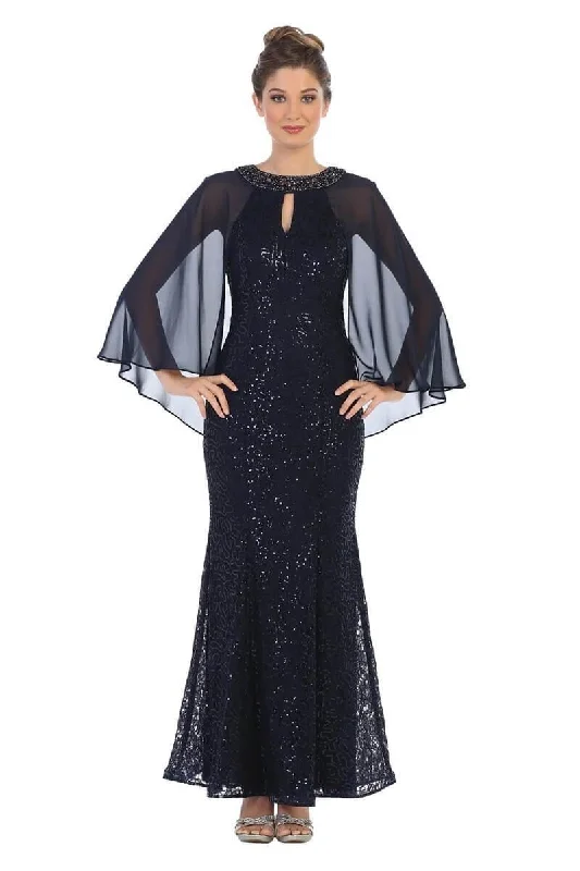 Mother of the Bride Long Formal Cape Dress