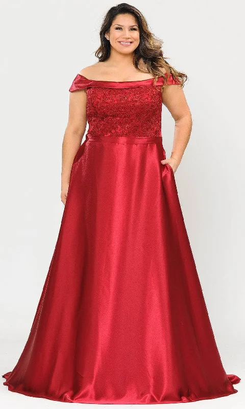 Poly USA W1064 - Embroidered A-Line Plus Prom Dress