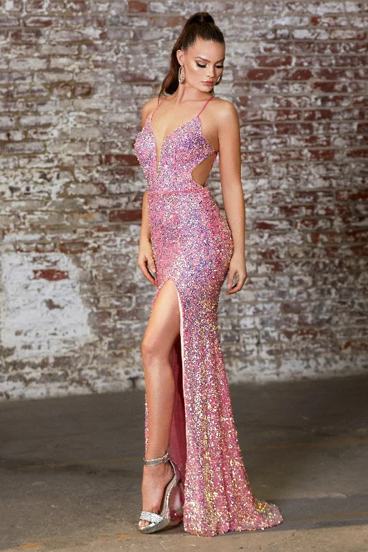 Cinderella Divine CD175 Prom Long Formal Fitted Sequin Evening Dress