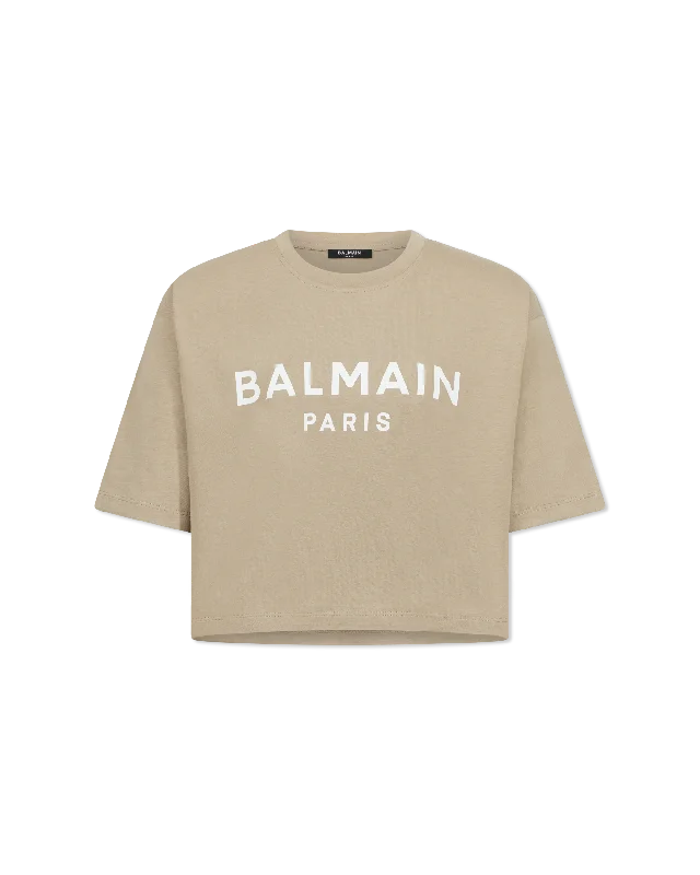 Balmain Paris Print Cropped T-Shirt