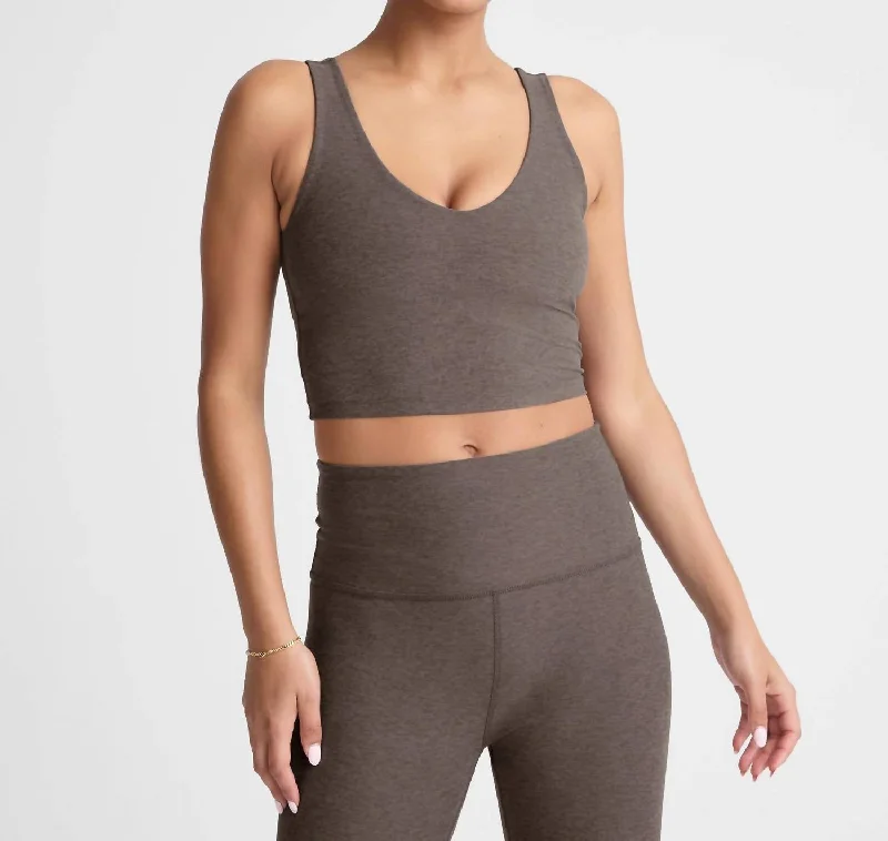 Spacedye Good Day Cropped Tank Top In Soft Umber Heather