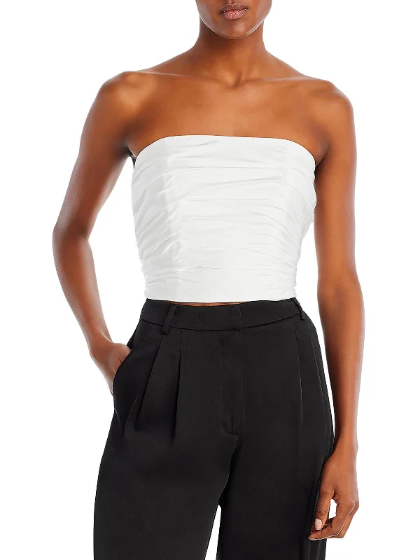 Womens Ruched Bow Cropped