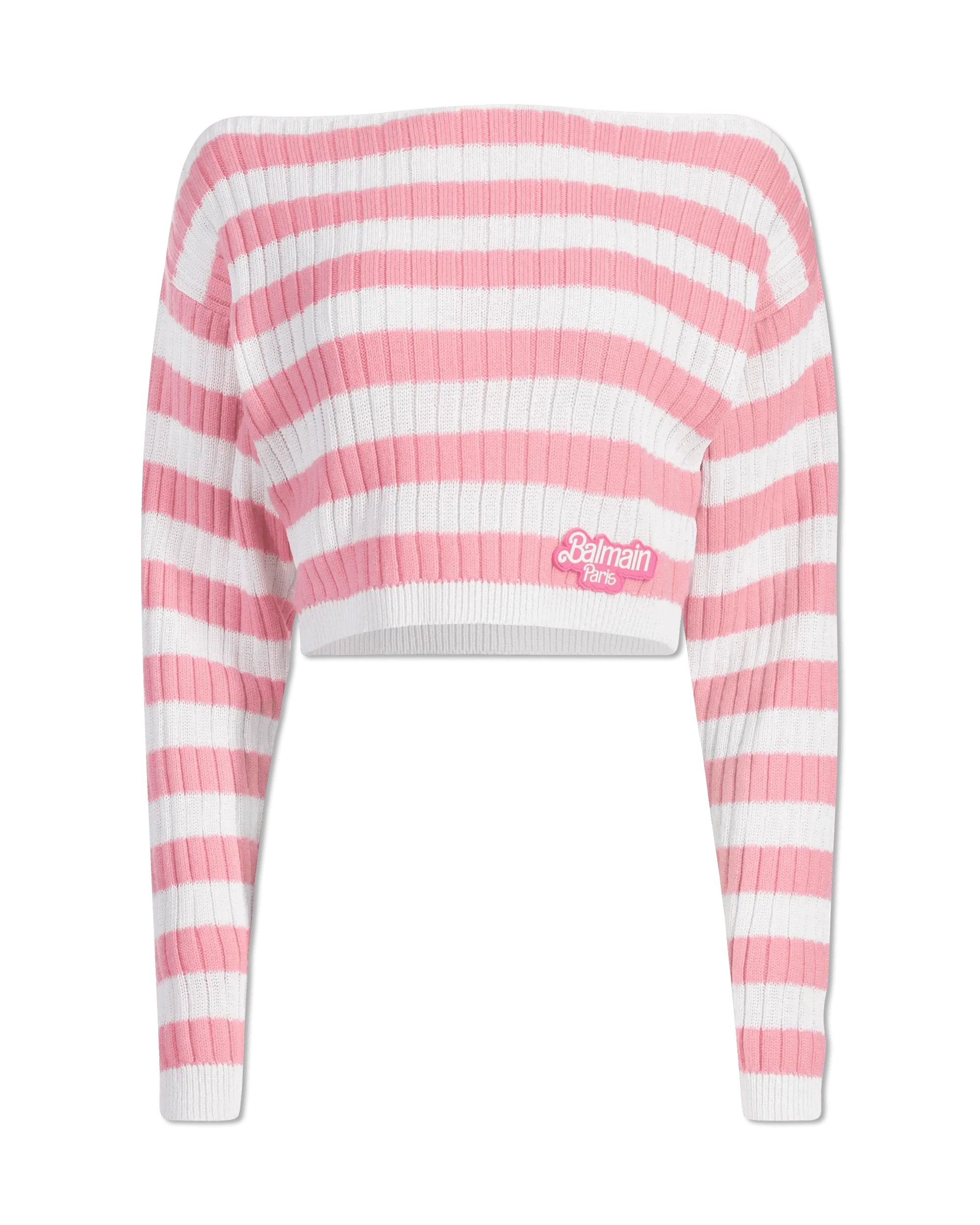 Balmain X Barbie Off Shoulder Knit Crop Top