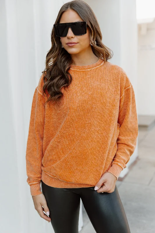 CAMRYN OVERSIZED VINTAGE WASH SWEATER IN ORANGE