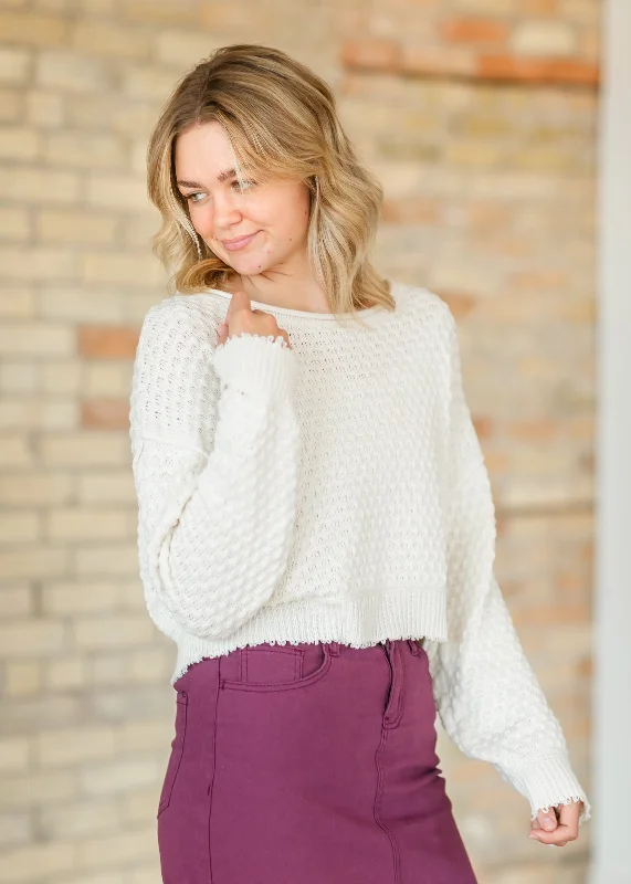 Peyton Raw Hem Bubble Knit Sweater