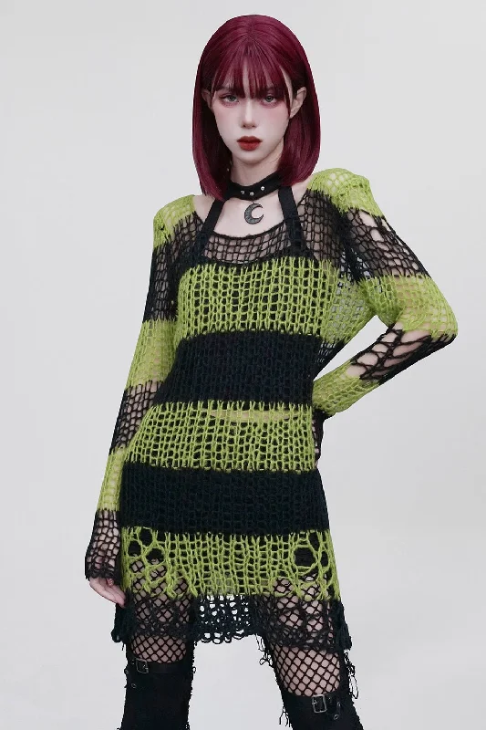 Bleed Green Striped Sweater [BLACK/GREEN]