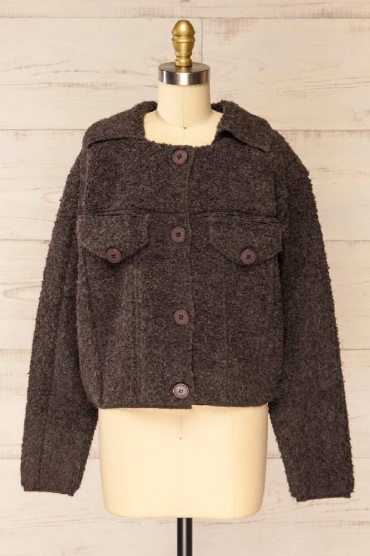 Fuji Dark Grey | Boxy Fuzzy Jacket