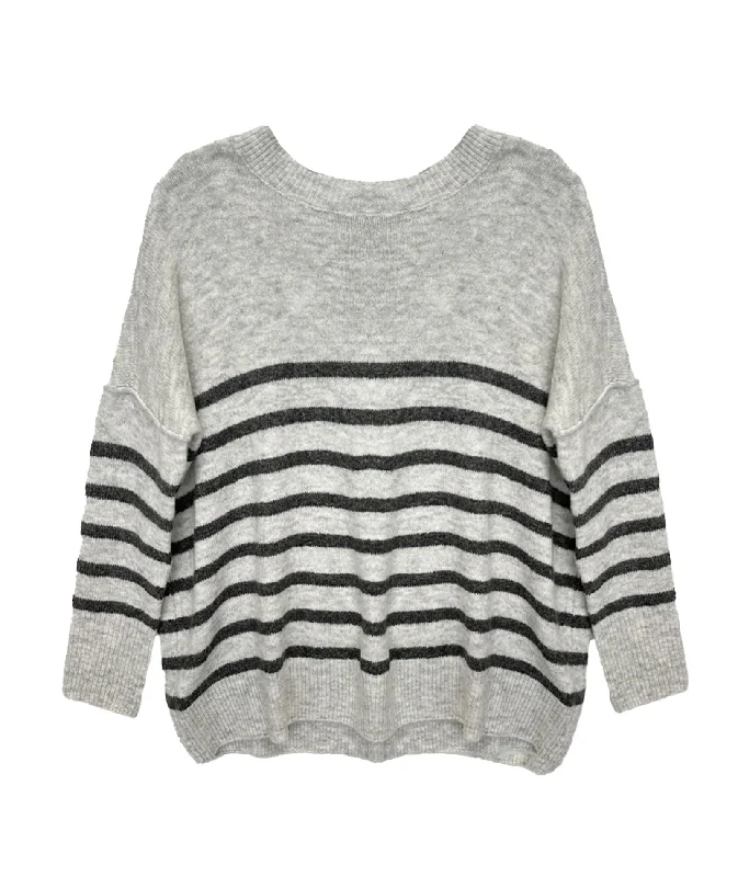 Katie J NYC Juniors Grey Striped Nellie Sweater