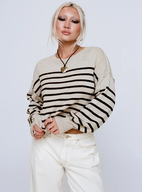 Leifers Striped Sweater Beige / Black