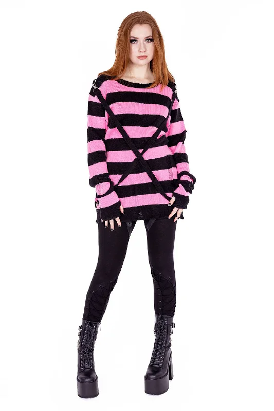 Oriana Jumper Sweater [BLACK/PASTEL PINK]