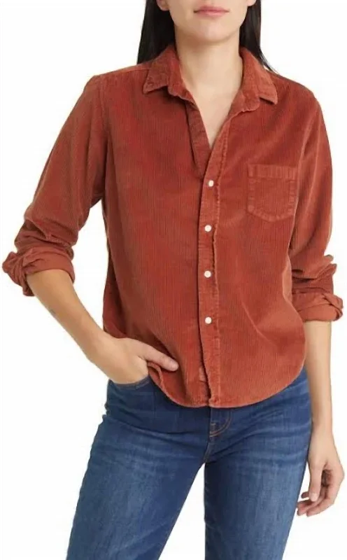 Barry Tailored Button Up Shirt In Rust