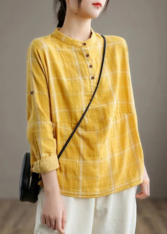 Beautiful Yellow Cotton Shirt Top Casual Style