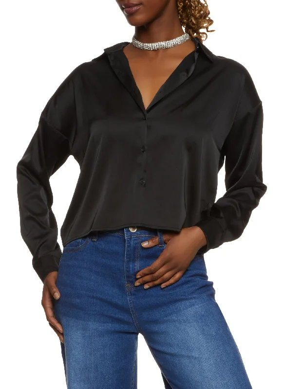 Button Front Satin Shirt