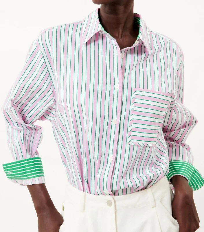 Carla Shirt In Pink/green Stripe