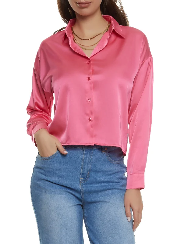 Button Front Satin Shirt