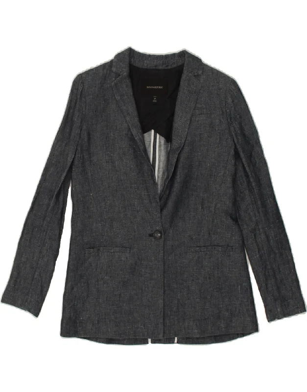 BANANA REPUBLIC Womens Petite 1 Button Blazer Jacket US 2 XS Navy Blue