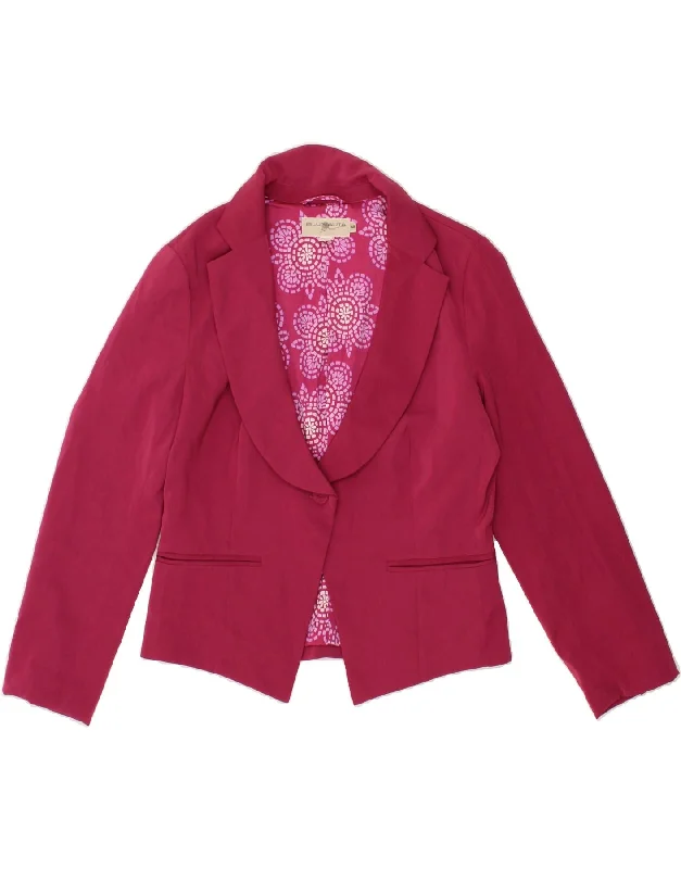 BLUNAUTA Womens 1 Button Blazer Jacket UK 14 Large Pink Polyester