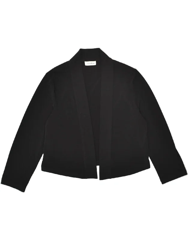 CALVIN KLEIN Womens Crop Open Blazer Jacket UK 12 Medium Black