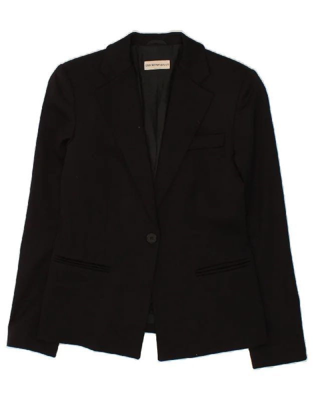 EMPORIO ARMANI Womens 1 Button Blazer Jacket IT 44 Medium Black